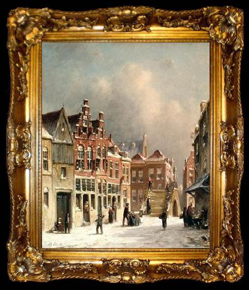 framed  unknow artist European city landscape, street landsacpe, construction, frontstore, building and architecture.055, ta009-2